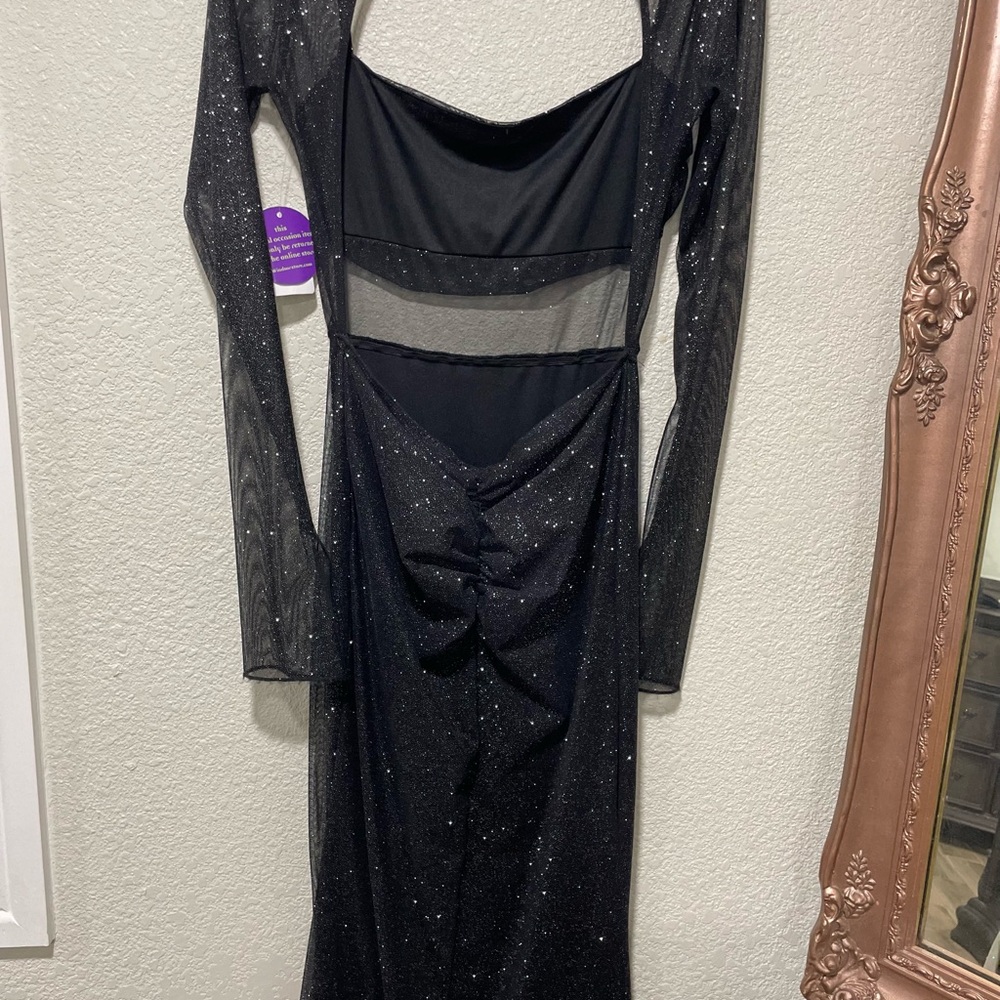 Windsor Black and Silver Backless Bodycon Dress